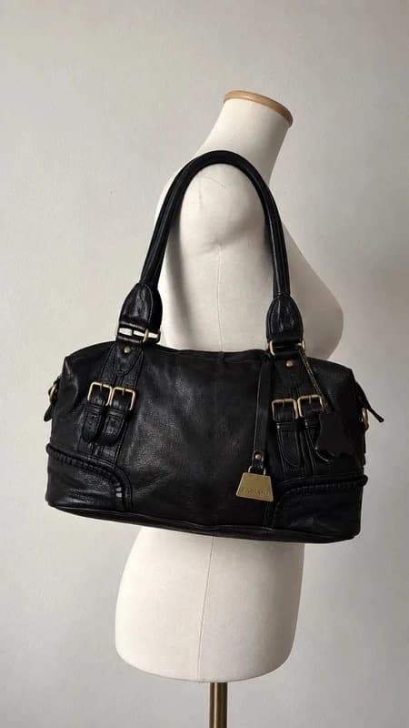 Vintage Y2K Genuine Leather Fabiani Black Handbag
