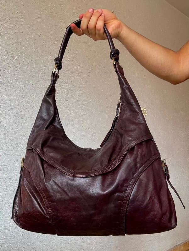Vintage Y2K Genuine Leather Adolfo Dominguez Brown Large Handbag